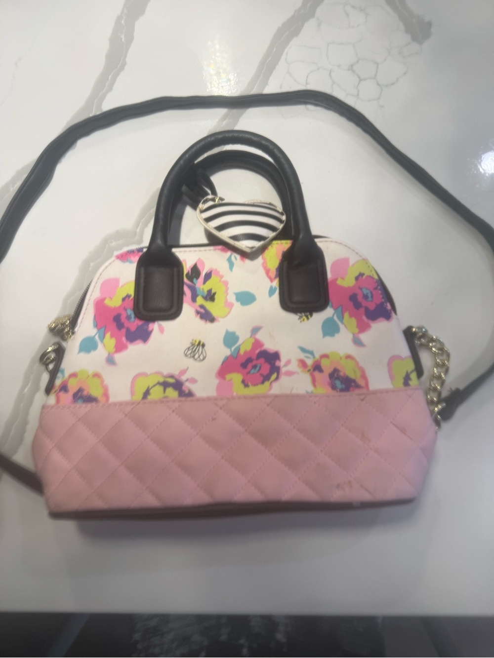 💗 Betsey Johnson Floral Satchel / Crossbody Bag